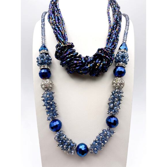 Bundle of Two Vintage Blue Beads Necklaces - Picture 5 of 7